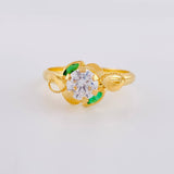 Anillo Solitario Flor De Cristal 1.65 g / T7 3/4 Oro Amarillo 18K