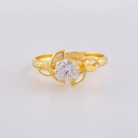 Anillo Solitario Flor De Cristal 1.7 g / T8 1/2 Oro Amarillo 18K
