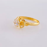 Crystal Flower Solitaire Ring 1.7 g / T8 1/2 Yellow Gold 18K