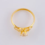 Crystal Flower Solitaire Ring 1.7 g / T8 1/2 Yellow Gold 18K
