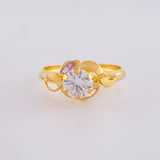 Anillo Solitario Flor De Cristal 1.7 g / T7 1/4 Oro Amarillo 18K