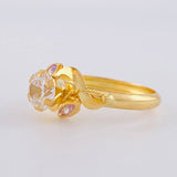 Crystal Flower Solitaire Ring 1.6 g / T7 18K Yellow Gold