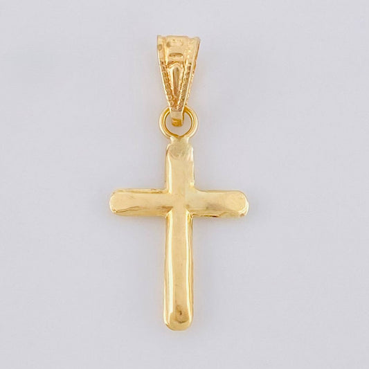 Dije Cruz Puntas Planas 0.5 g / 3/4 in Oro Amarillo 18K