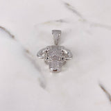Pendant Bull 13.4gr / 3.8cm / White Zircons 18K White Gold $