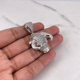 Pendant Bull 13.4gr / 3.8cm / White Zircons 18K White Gold $