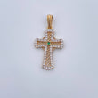 Dije Silueta Cruz 1.9gr / 2.9cm / Circones Blancos Verde Oro Amarillo 18K &