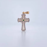 Dije Silueta Cruz 1.9gr / 2.9cm / Circones Blancos Verde Oro Amarillo 18K &