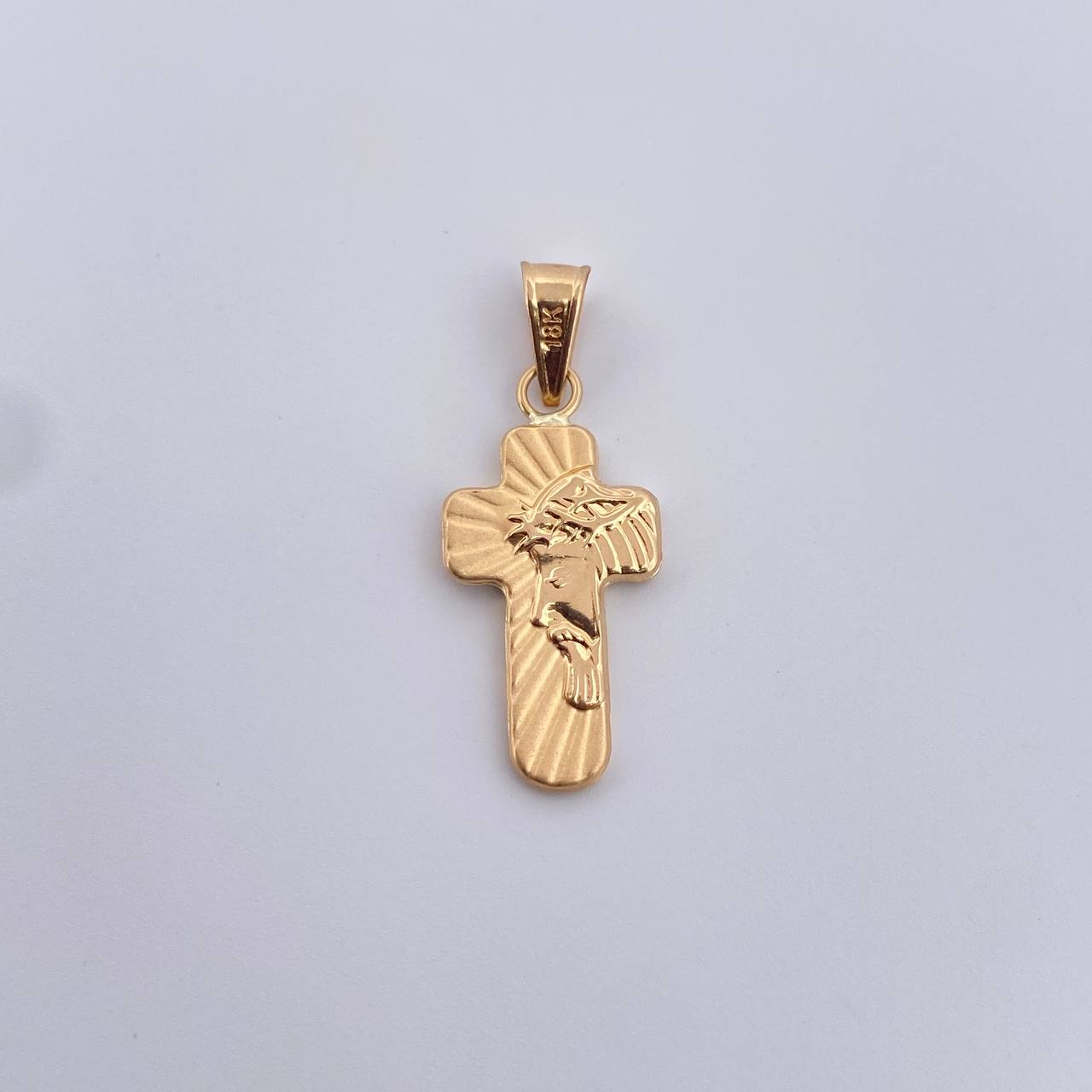 Pendant Cross Face Christ 0.8gr / 2.7cm / 18K Yellow Gold &