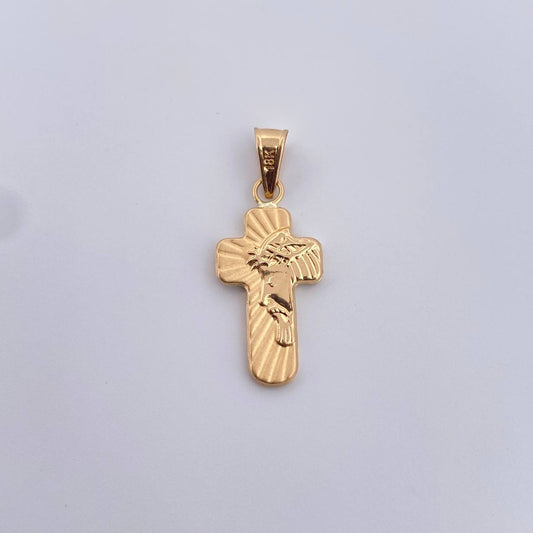 Pendant Cross Face Christ 0.8gr / 2.7cm / 18K Yellow Gold &