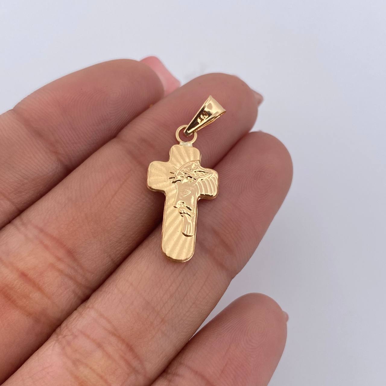 Pendant Cross Face Christ 0.8gr / 2.7cm / 18K Yellow Gold &