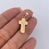 Pendant Cross Face Christ 0.8gr / 2.7cm / 18K Yellow Gold &