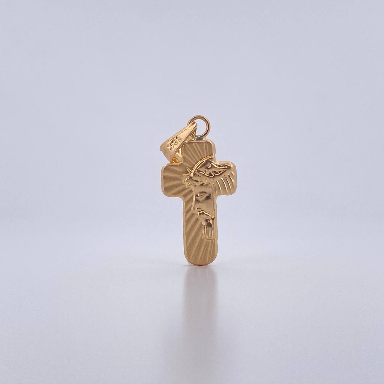 Pendant Cross Face Christ 0.8gr / 2.7cm / 18K Yellow Gold &