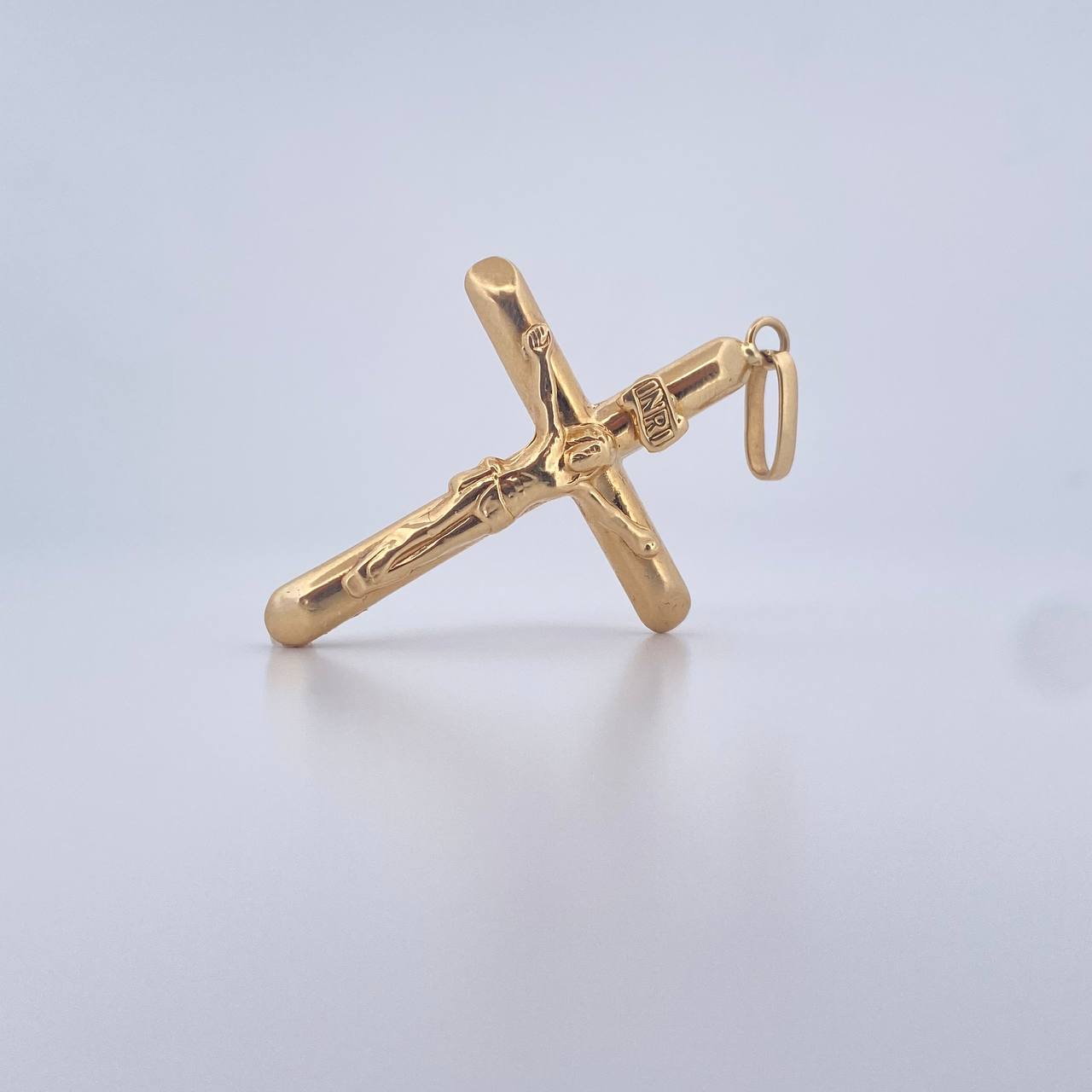 Dije Cruz Cristo 3.7gr / 5cm / Liso Troquelado Oro Amarillo 18K &
