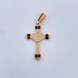 Dije Cruz Rectangulos 4.15gr / 4.5cm / Circones Blancos Negros Dos Oros Amarillo Blanco 18K &