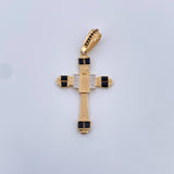 Dije Cruz Rectangulos 4.15gr / 4.5cm / Circones Blancos Negros Dos Oros Amarillo Blanco 18K &
