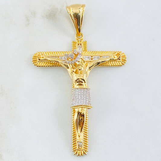 Dije Cruz Cristo 21.2gr / 3 in / Dos Oros Amarillo Blanco 18K ©
