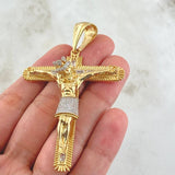 Dije Cruz Cristo 21.2gr / 3 in / Dos Oros Amarillo Blanco 18K ©
