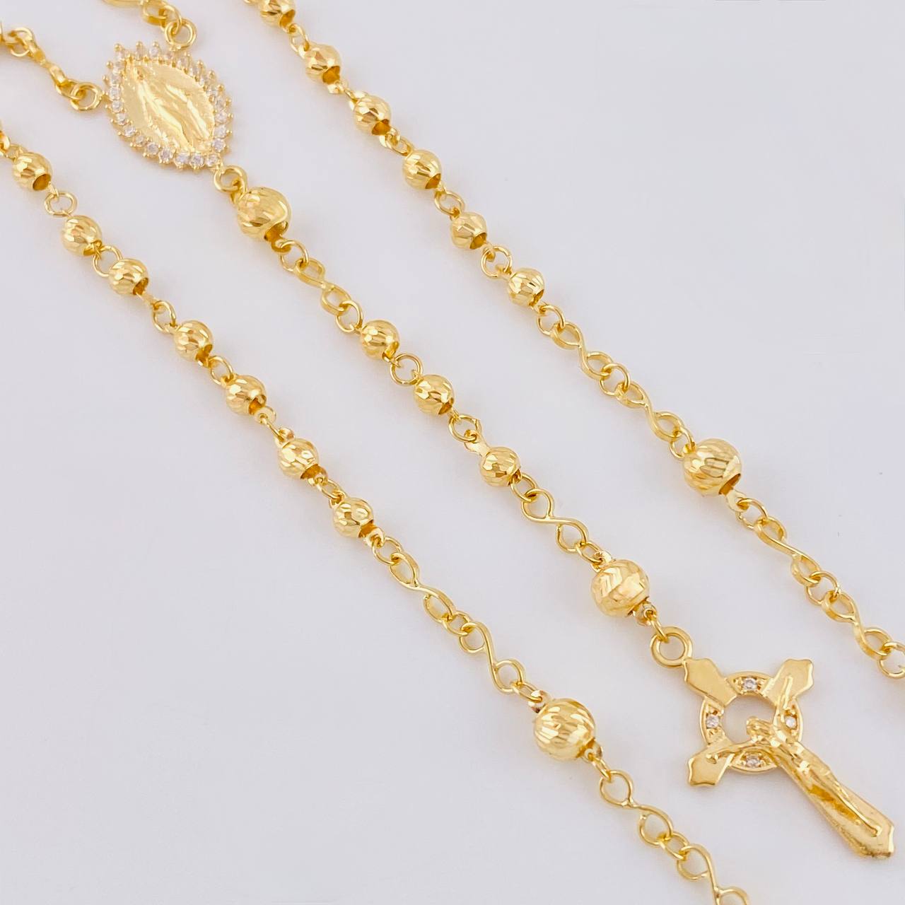 Miraculous Virgin Rosary Diamond Cut 7.4 g / 18 3/4 in / 3 mm - 4 mm 18K Yellow Gold