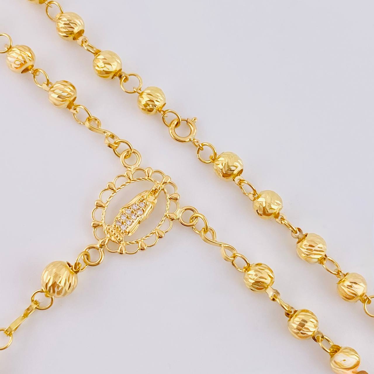 Rosario Virgen Guadalupe Diamantado 10 g / 20 3/4 in / 4 mm - 5 mm Oro Amarillo 18K