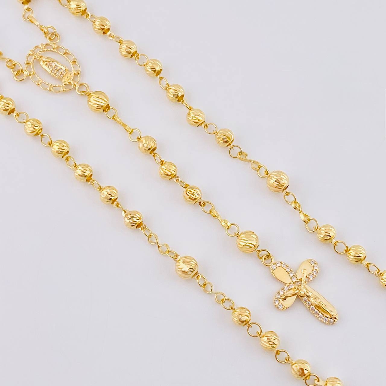 Rosario Virgen Guadalupe Diamantado 10 g / 20 3/4 in / 4 mm - 5 mm Oro Amarillo 18K