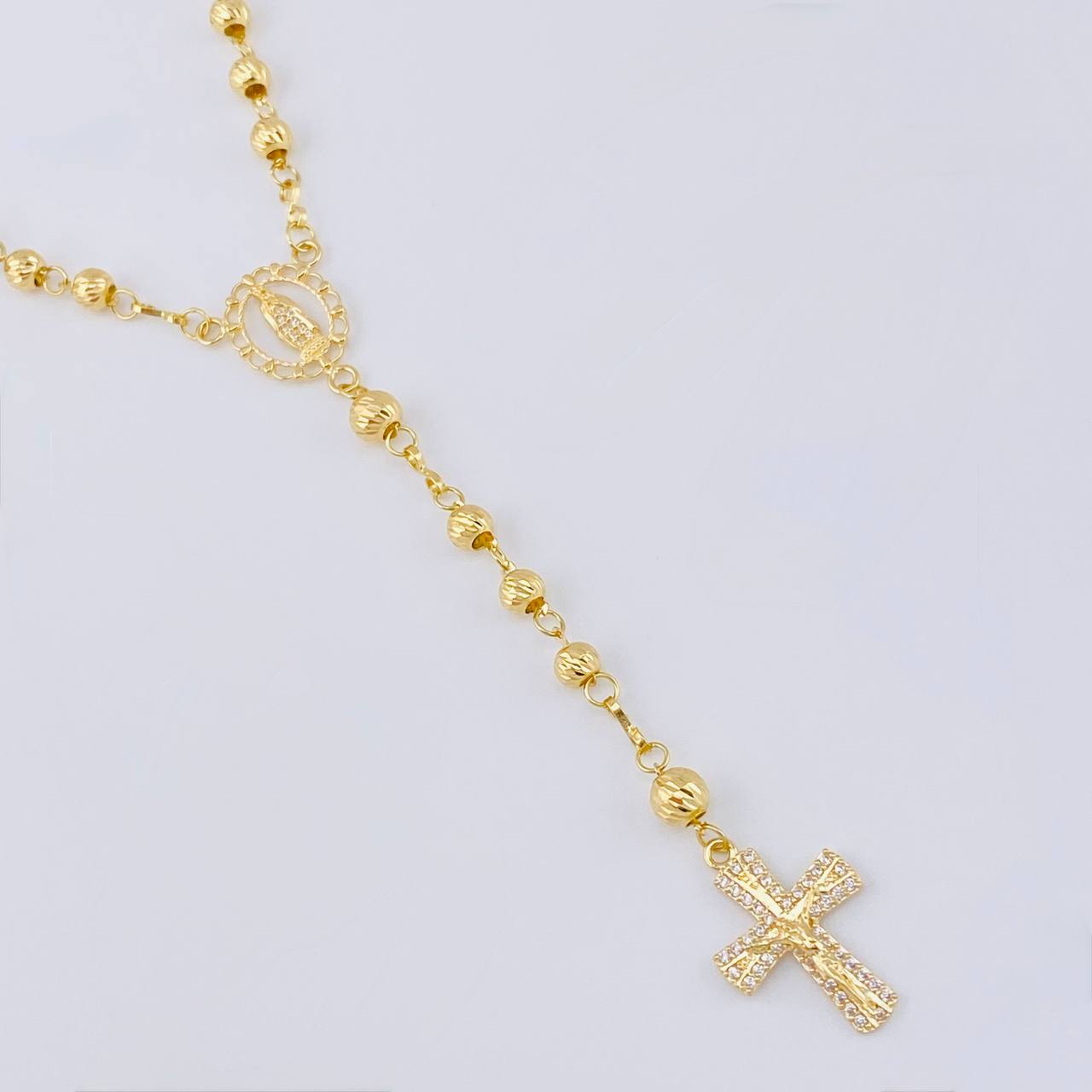 Rosario Virgen Guadalupe Diamantado 9.8 g / 19 3/4 in / 4 mm - 5 mm Oro Amarillo 18K