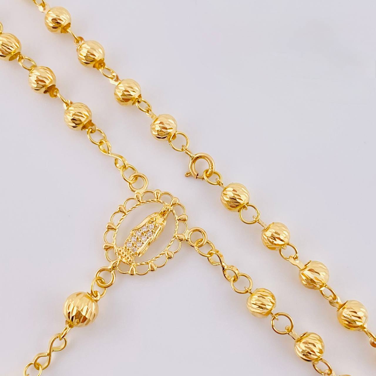 Rosario Virgen Guadalupe Diamantado 9.8 g / 19 3/4 in / 4 mm - 5 mm Oro Amarillo 18K