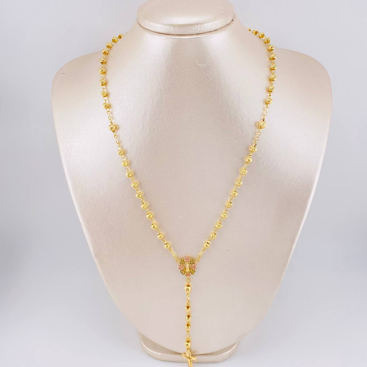 Rosario Virgen Guadalupe Corazones Diamantado 10 g / 19 3/4 in / 4 mm - 5 mm Oro Amarillo 18K