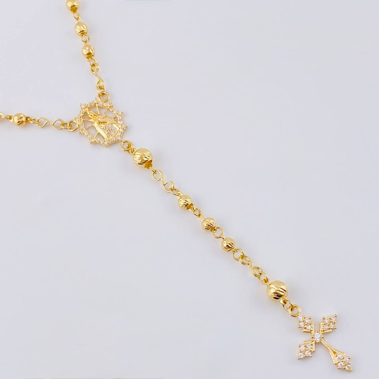 Rosario Virgen Guadalupe Diamantado 7.05 g / 19 3/4 in / 3 mm - 4 mm Oro Amarillo 18K