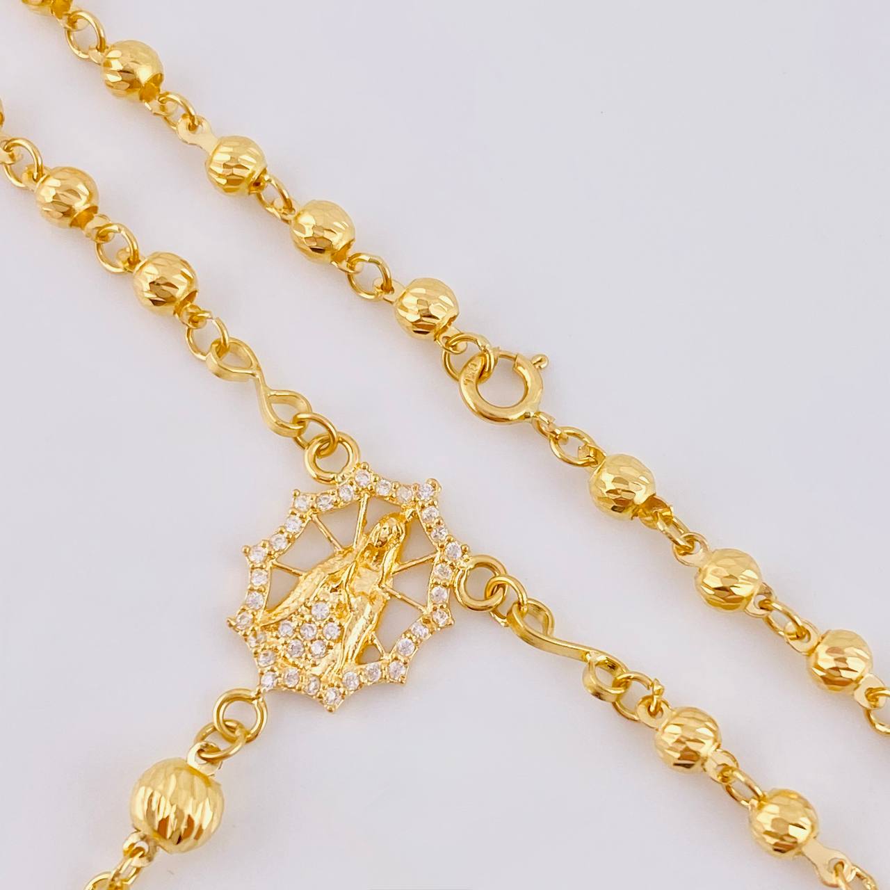 Rosario Virgen Guadalupe Diamantado 7.05 g / 19 3/4 in / 3 mm - 4 mm Oro Amarillo 18K