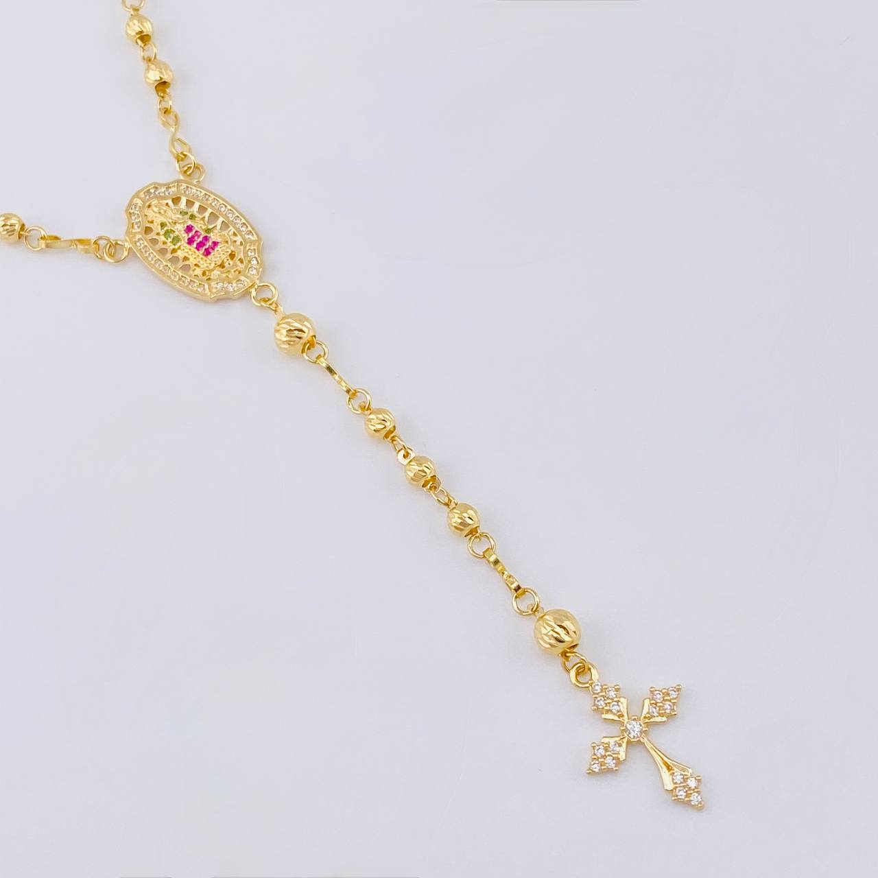 Rosario Virgen Guadalupe Diamantado 7.65 g / 18 3/4 in / 3 mm - 4 mm Oro Amarillo 18K