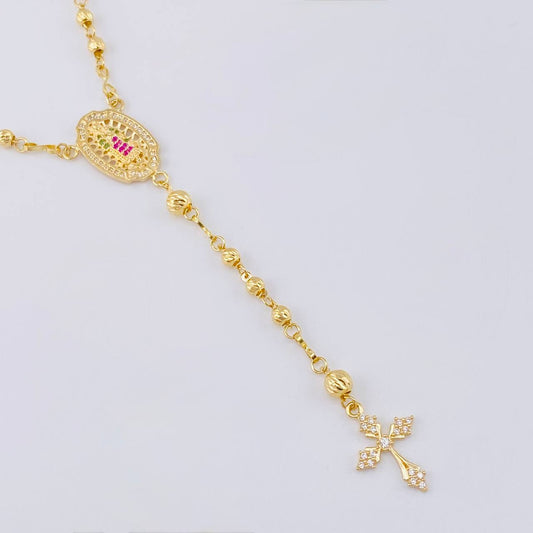 Rosario Virgen Guadalupe Diamantado 7.65 g / 18 3/4 in / 3 mm - 4 mm Oro Amarillo 18K