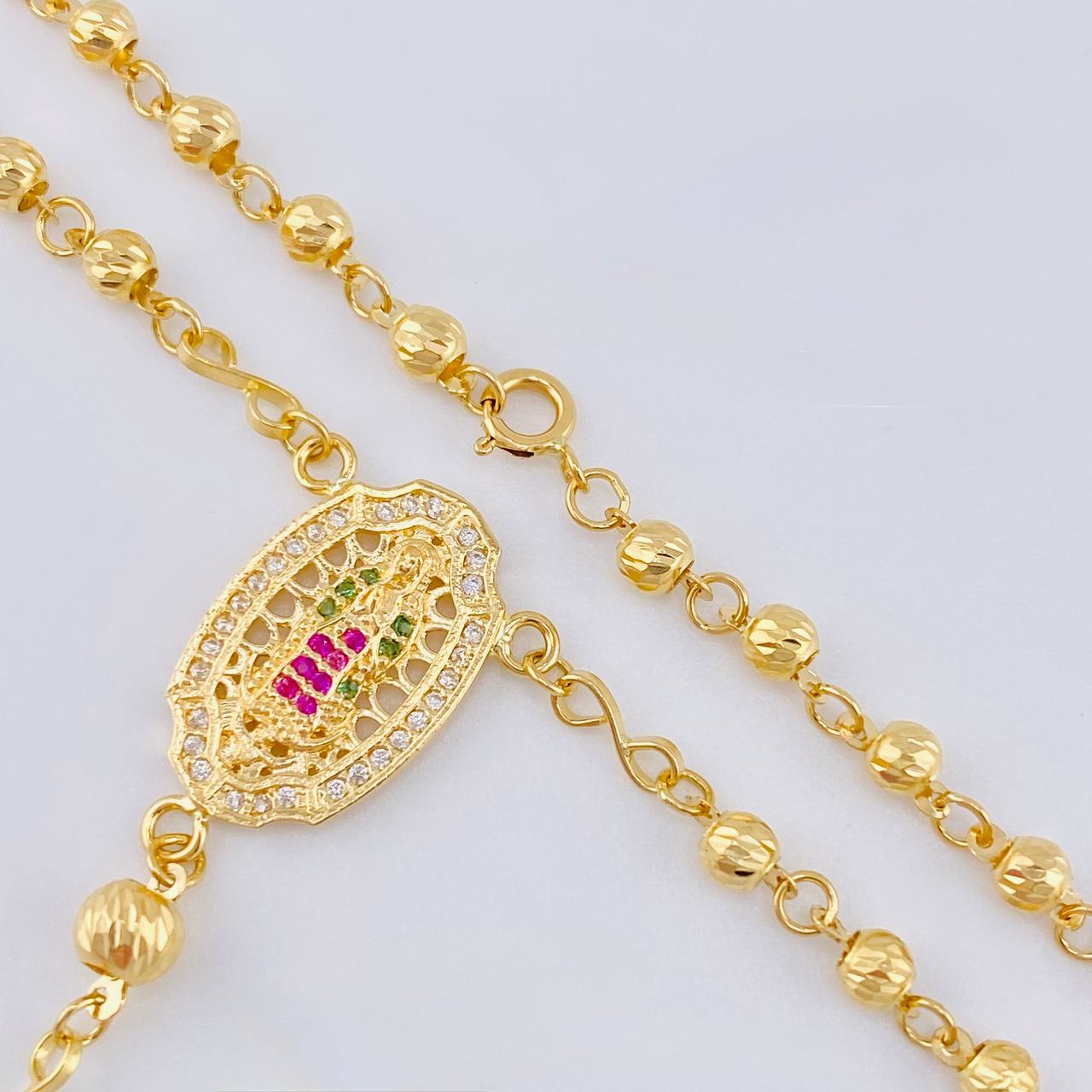 Rosario Virgen Guadalupe Diamantado 7.65 g / 18 3/4 in / 3 mm - 4 mm Oro Amarillo 18K