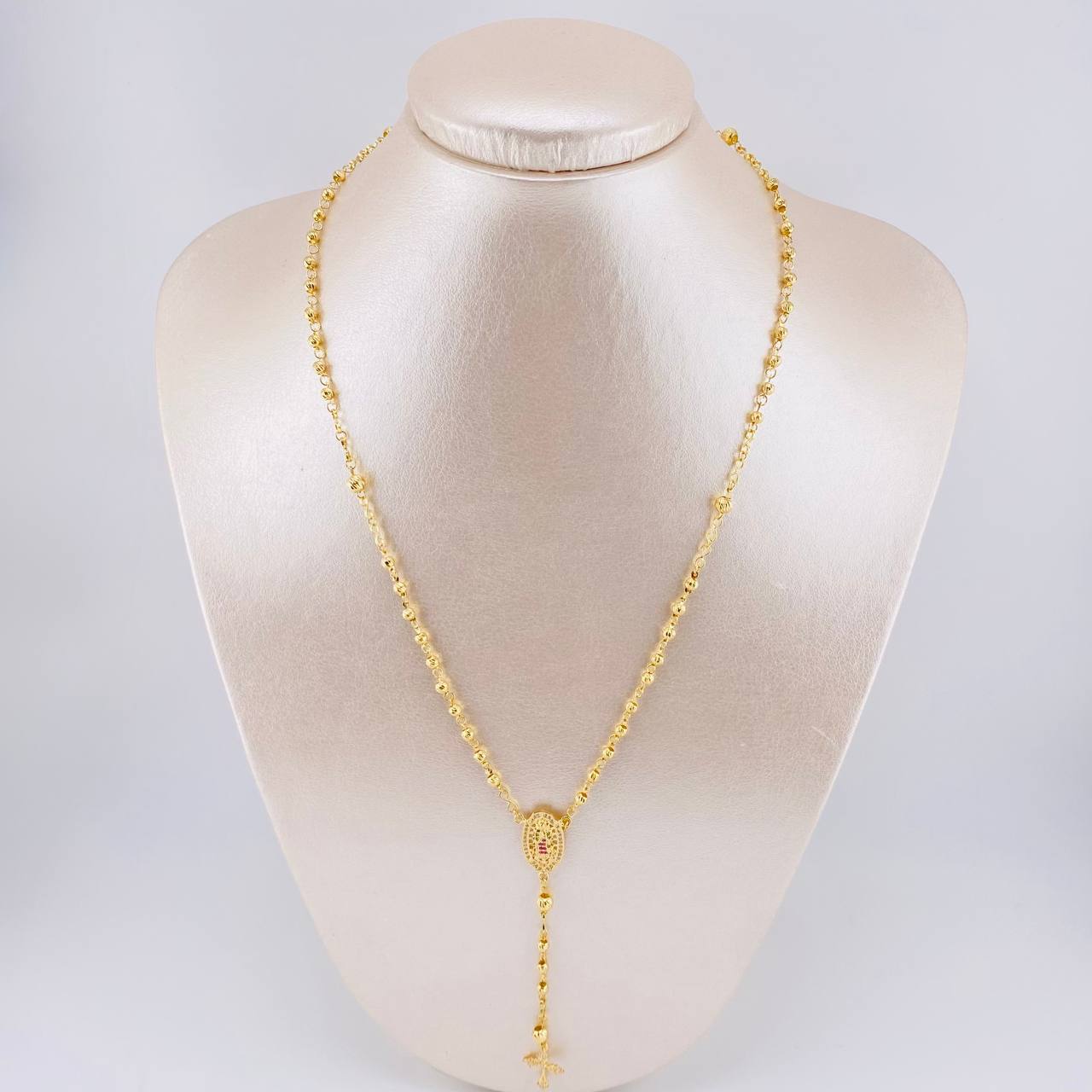 Rosario Virgen Guadalupe Diamantado 7.65 g / 18 3/4 in / 3 mm - 4 mm Oro Amarillo 18K