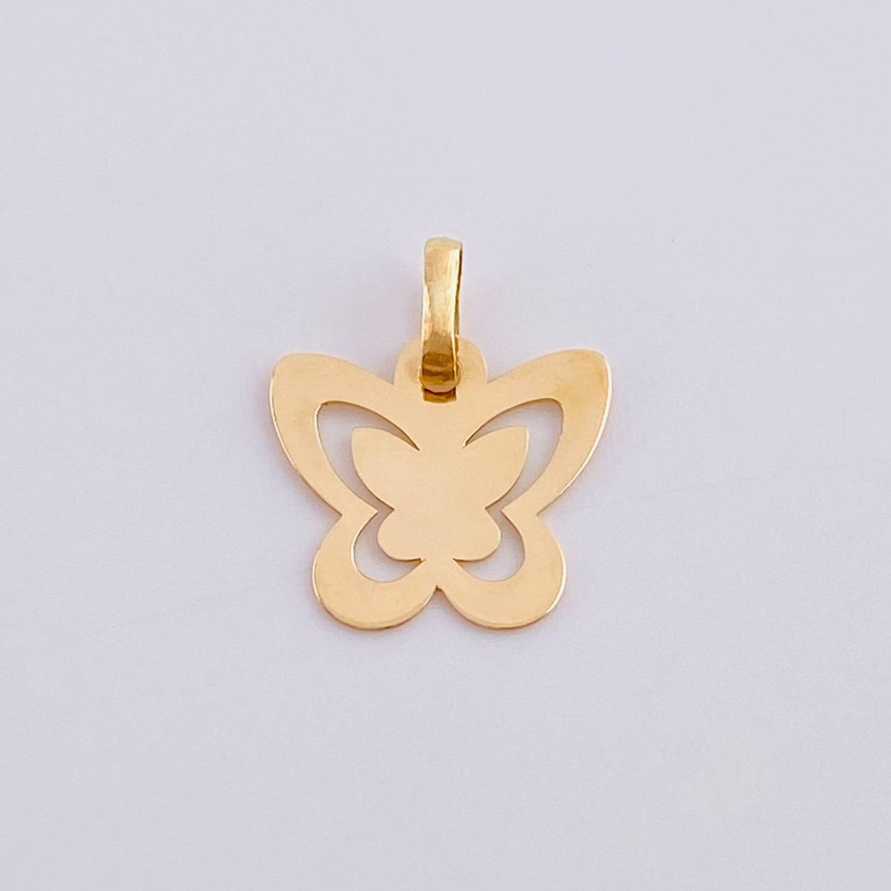 Dije Mariposa Doble Silueta 0.55 g / 1/2 in Oro Amarillo 18K