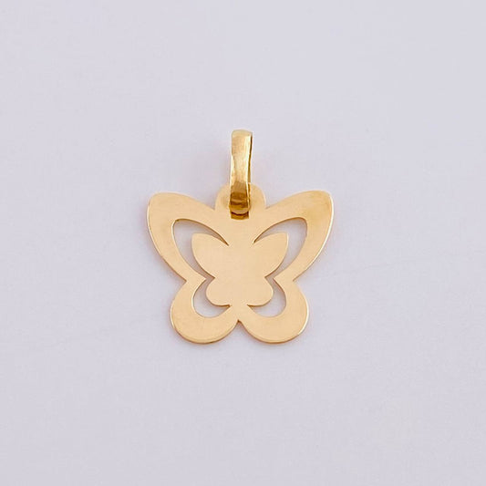 Dije Mariposa Doble Silueta 0.55 g / 3/4 in Oro Amarillo 18K