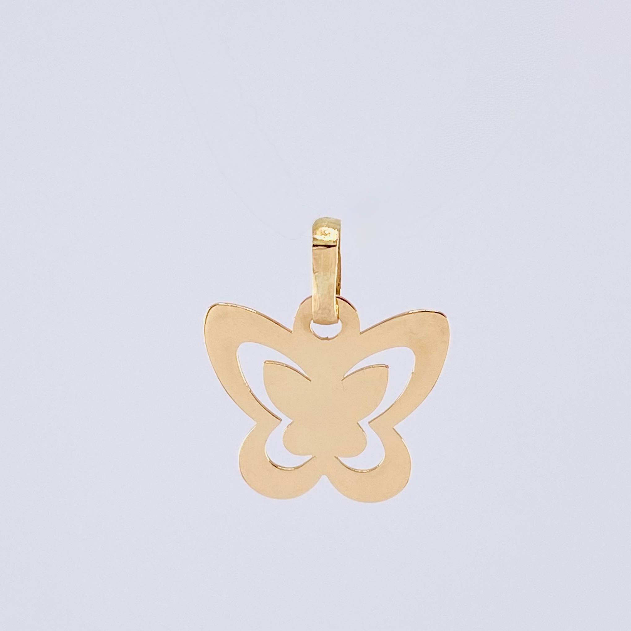 Dije Mariposa Doble Silueta 0.65 g / 3/4 in Oro Amarillo 18K