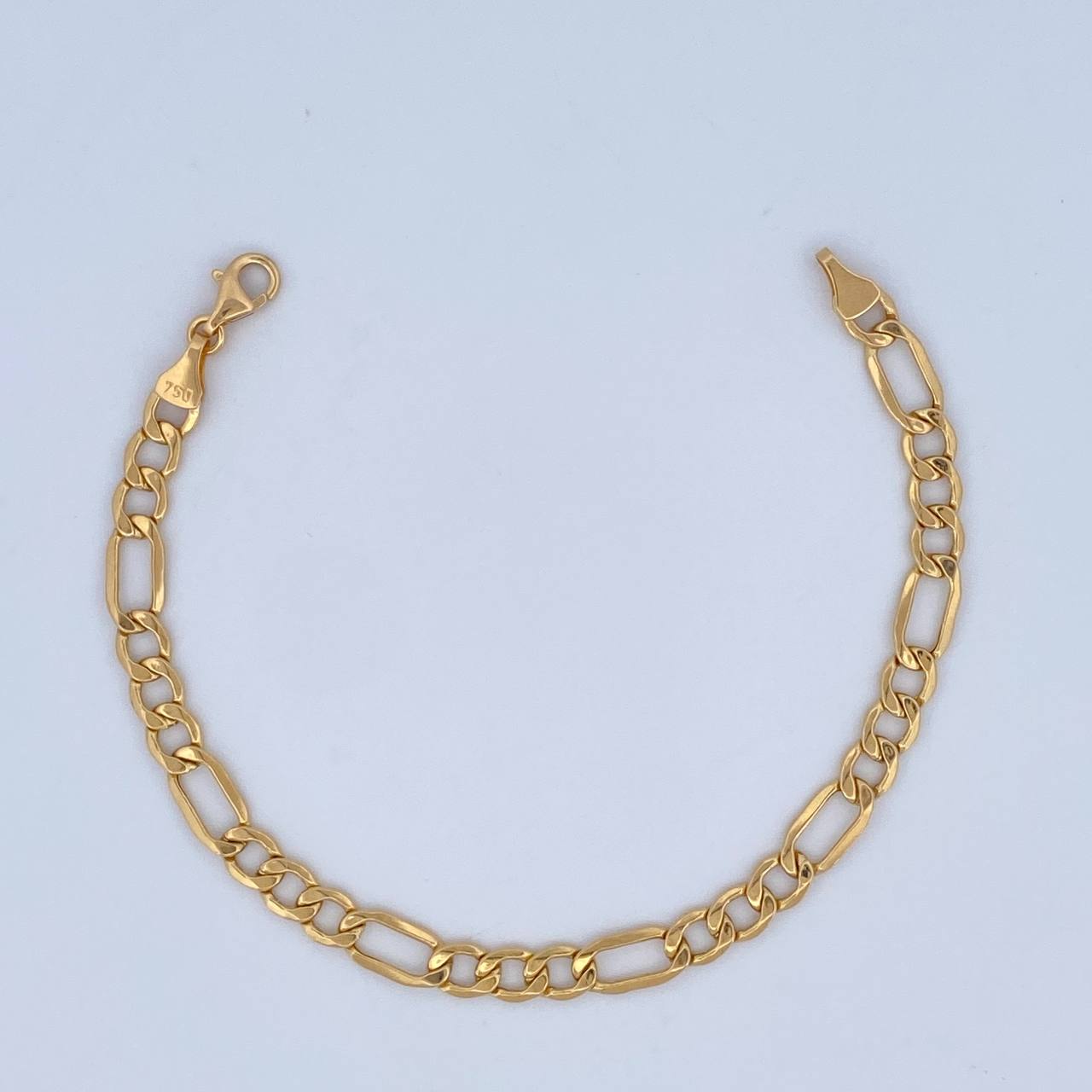 Figaro Bracelet 4.25gr / 7.5in / +0 18K Gold &
