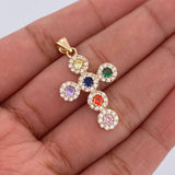 Dije Cruz Tupida 2.35gr / 3cm / Circones Colores Oro Amarillo 18K &