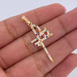 Dije Cruz Fe 1.45gr / 3.5cm / Circones Colores Oro Amarillo 18K &
