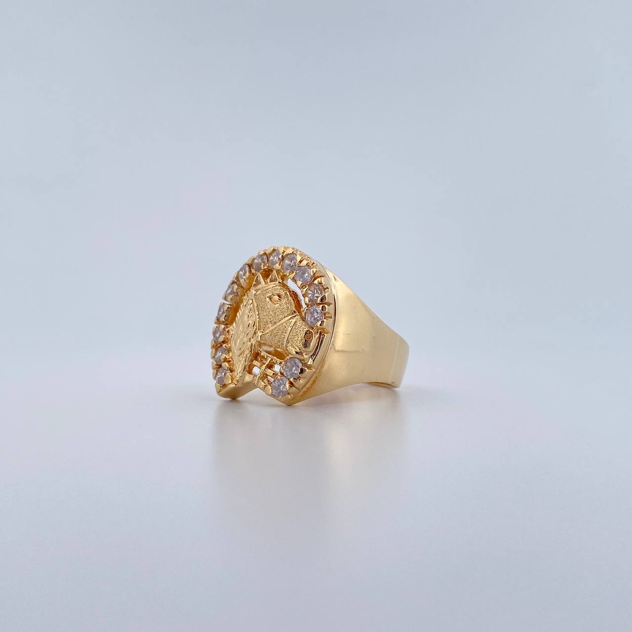 Horseshoe Ring Horse 12.35gr / Size 10 / White Zircons 18K Yellow Gold $