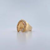 Horseshoe Ring Horse 12.35gr / Size 10 / White Zircons 18K Yellow Gold $