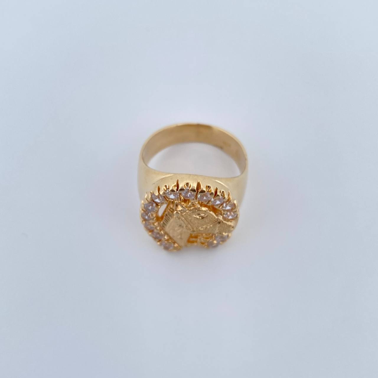 Horseshoe Ring Horse 12.35gr / Size 10 / White Zircons 18K Yellow Gold $