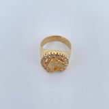 Horseshoe Ring Horse 12.35gr / Size 10 / White Zircons 18K Yellow Gold $