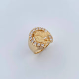 Horseshoe Ring Horse 12.35gr / Size 10 / White Zircons 18K Yellow Gold $