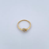 Inverted Line Ring 1.9gr / T7 1/4 / White Zircons 18K Yellow Gold $