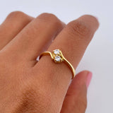 Inverted Line Ring 1.9gr / T7 1/4 / White Zircons 18K Yellow Gold $