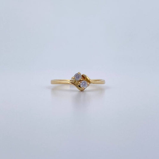 Inverted Line Ring 1.9gr / T7 1/4 / White Zircons 18K Yellow Gold $