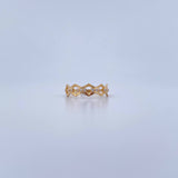 Churumbela Ring Rhombuses 1.65gr / Size 5 1/2 / White Zircons 18K Yellow Gold $