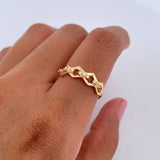 Churumbela Ring Rhombuses 1.65gr / Size 5 1/2 / White Zircons 18K Yellow Gold $