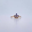 Crown Ring 1.55gr / Size 7 1/4 / Blue and White Zircons 18K Yellow Gold $
